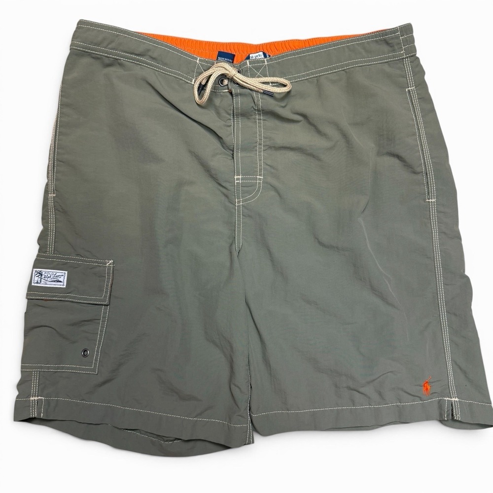 Polo Ralph Lauren Board Shorts Mens XL Green Casual Swim Beach Pool Pockets